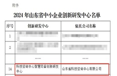 公司入选2024年山东省中小企业创新研发中心